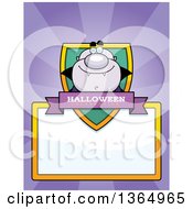 Poster, Art Print Of Purple Halloween Vampire Shield Over A Blank Sign And Rays