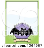 Poster, Art Print Of Halloween Vampire Bat Page Design With Text Space On Green