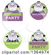 Clipart Of Purple Halloween Vampire Badges Royalty Free Vector Illustration