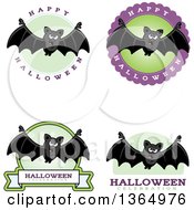 Clipart Of Halloween Vampire Bat Badges Royalty Free Vector Illustration