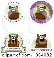 Clipart Of Halloween Werewolf Badges Royalty Free Vector Illustration