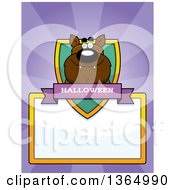 Poster, Art Print Of Halloween Werewolf Shield Over A Blank Sign And Rays