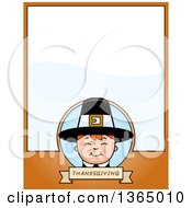 Poster, Art Print Of Happy Thanksgiving Pilgrim Boy Page Design With Text Space On Orange