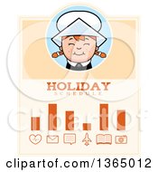 Clipart Of A Happy Thanksgiving Pilgrim Girl Holiday Schedule Design Royalty Free Vector Illustration