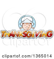 Clipart Of A Happy Pilgrim Girl Over Thanksgiving Text Royalty Free Vector Illustration