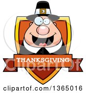 Poster, Art Print Of Chubby Thanksgiving Pilgrim Man Thanksgiving Holiday Shield