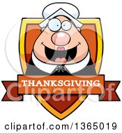 Poster, Art Print Of Chubby Thanksgiving Pilgrim Woman Thanksgiving Holiday Shield