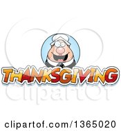 Poster, Art Print Of Chubby Pilgrim Woman Over Thanksgiving Text