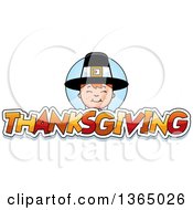 Poster, Art Print Of Happy Pilgrim Boy Over Thanksgiving Text