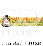 Clipart Of A Grinning Male Thanksgiving Pilgrim Banner Or Border Royalty Free Vector Illustration