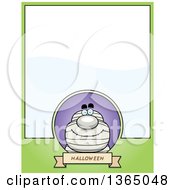 Clipart Of A Halloween Mummy Page Design With Text Space On Green Royalty Free Vector Illustration