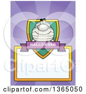 Clipart Of A Halloween Mummy Shield Over A Blank Sign And Rays Royalty Free Vector Illustration