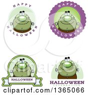 Clipart Of Halloween Frankenstein Badges Royalty Free Vector Illustration by Cory Thoman