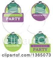 Clipart Of Halloween Swamp Creature Badges Royalty Free Vector Illustration