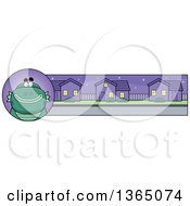 Clipart Of A Halloween Swamp Creature Banner Or Border Royalty Free Vector Illustration