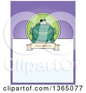 Clipart Of A Halloween Swamp Creature Page Design With Text Space On Purple Royalty Free Vector Illustration