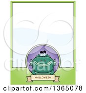 Clipart Of A Halloween Swamp Creature Page Design With Text Space On Green Royalty Free Vector Illustration