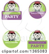 Clipart Of Halloween Zombie Boy Badges Royalty Free Vector Illustration