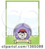 Clipart Of A Halloween Zombie Boy Page Design With Text Space On Green Royalty Free Vector Illustration