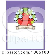 Clipart Of A Red Spotted Halloween Monster Page Design With Text Space On Purple Royalty Free Vector Illustration