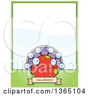 Clipart Of A Red Spotted Halloween Monster Page Design With Text Space On Green Royalty Free Vector Illustration