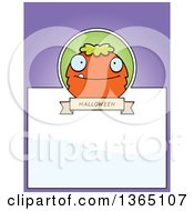 Clipart Of A Green And Orange Halloween Monster Page Design With Text Space On Purple Royalty Free Vector Illustration