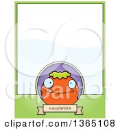 Clipart Of A Green And Orange Halloween Monster Page Design With Text Space On Green Royalty Free Vector Illustration