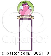 Clipart Of A Pink Girly Halloween Monster Bookmark Royalty Free Vector Illustration