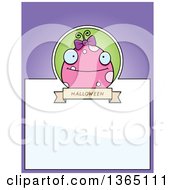 Clipart Of A Pink Girly Halloween Monster Page Design With Text Space On Purple Royalty Free Vector Illustration