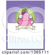 Poster, Art Print Of Pink Girly Halloween Monster Page Design With Text Space On Purple