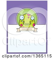 Poster, Art Print Of Green Spotted Halloween Monster Page Design With Text Space On Purple