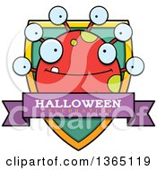 Clipart Of A Red Spotted Halloween Monster Halloween Celebration Shield Royalty Free Vector Illustration