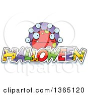 Clipart Of A Red Spotted Monster Over Halloween Text Royalty Free Vector Illustration