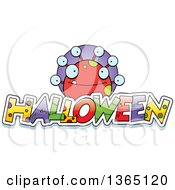 Poster, Art Print Of Red Spotted Monster Over Halloween Text