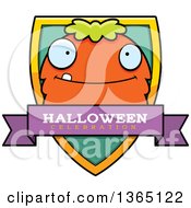 Clipart Of A Green And Orange Halloween Monster Halloween Celebration Shield Royalty Free Vector Illustration