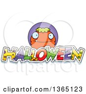 Clipart Of A Green And Orange Monster Over Halloween Text Royalty Free Vector Illustration