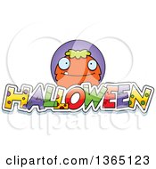 Poster, Art Print Of Green And Orange Monster Over Halloween Text