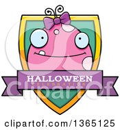 Clipart Of A Pink Girly Halloween Monster Halloween Celebration Shield Royalty Free Vector Illustration
