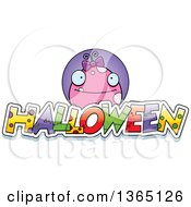 Clipart Of A Pink Girly Monster Over Halloween Text Royalty Free Vector Illustration