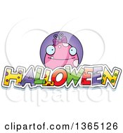 Poster, Art Print Of Pink Girly Monster Over Halloween Text