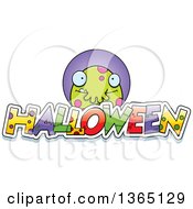 Clipart Of A Green Spotted Monster Over Halloween Text Royalty Free Vector Illustration
