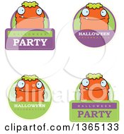 Poster, Art Print Of Green And Orange Halloween Monster Badges