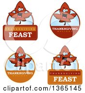 Clipart Of Red Fall Autumn Leaf Character Badges Royalty Free Vector Illustration