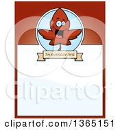Poster, Art Print Of Red Fall Autumn Leaf Character Page Design With Text Space On Red