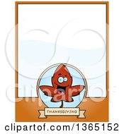 Clipart Of A Red Fall Autumn Leaf Character Page Design With Text Space On Orange Royalty Free Vector Illustration