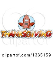 Clipart Of A Red Fall Autumn Leaf Character Over Thanksgiving Text Royalty Free Vector Illustration by Cory Thoman