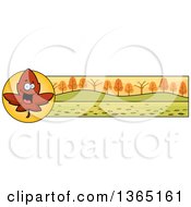 Clipart Of A Red Fall Autumn Leaf Character Thanksgiving Banner Or Border Royalty Free Vector Illustration by Cory Thoman
