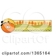 Clipart Of A Thanksgiving Pumpkin Character Banner Or Border Royalty Free Vector Illustration