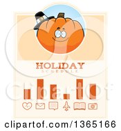 Clipart Of A Thanksgiving Pumpkin Character Holiday Schedule Design Royalty Free Vector Illustration