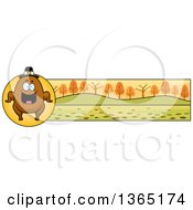 Poster, Art Print Of Roasted Thanksgiving Turkey Character Banner Or Border